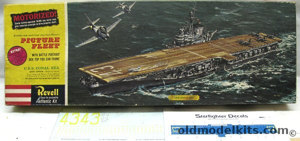 Revell 1/540 USS Coral Sea Aircraft Carrier - Motorized - Picture Fleet Issue -  With Starfighter Decals, H399-398 plastic model kit